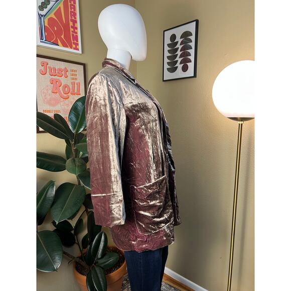 Anthropologie Cartonnier Champagne Velvet Long Blazer Jacket Size M - Picture 6 of 6